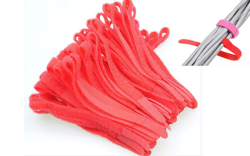 Cable hook and loop velcro strip pack