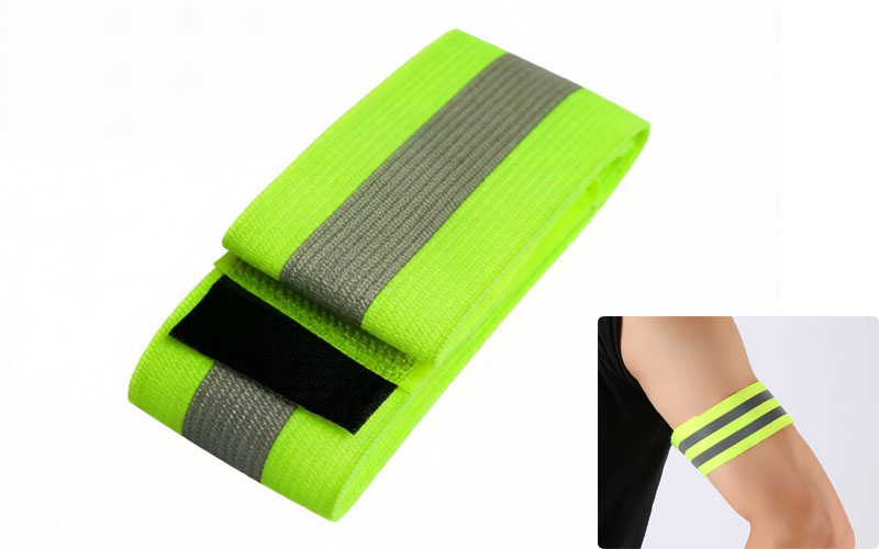 elastic reflective wristband with hook and loop velcro